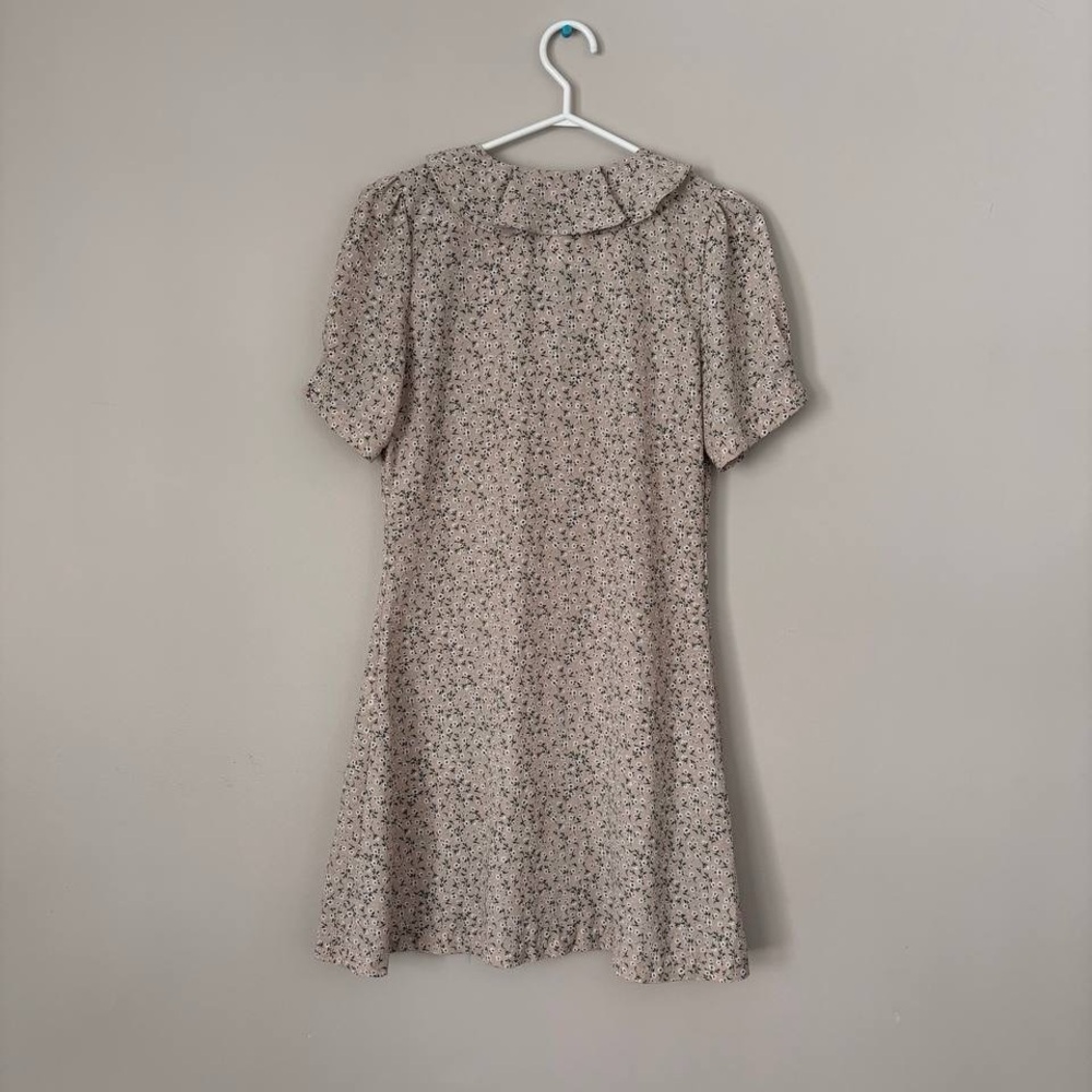 Floral Mini Dress Puff Sleeve Button Front Summer - Picture 6 of 9